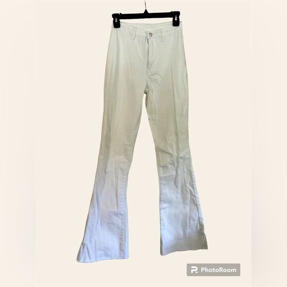 White Flared-Bottom Jeans  - Picture 1 of 3